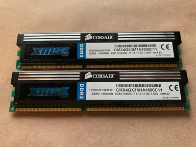 8GB Kit (2 x 4GB) Corsair XMS3 CMX4GX3M1A1600C11 PC3-12800U DDR3 Computer Memory - Image 1 of 2