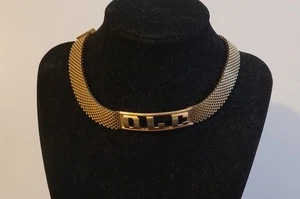 Vintage Initialen D L C goldfarben Mesh Choker Halskette - Bild 1 von 11