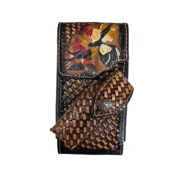 ROOSTER CASE & KNIFE POUCH BELT LOOP CLIP LEATHER WESTERN UNIVERSAL PHONE CASE - Image 1 of 3
