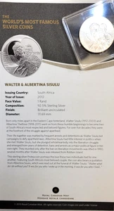 2012 South Africa 1 Rand 925 Walter & Albertina Sisulu Brilliant Uncirculated - Picture 1 of 3