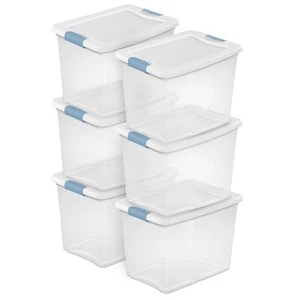 Sterilite 25 Quart Latching Storage Box, Stackable Bin with Latch Lid, 6 Pack - Picture 1 of 11