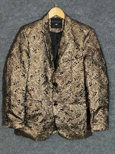 Lamasini Gold und Schwarz Blumen Blazer Herren Anzugjacke Größe M - Bild 1 von 20
