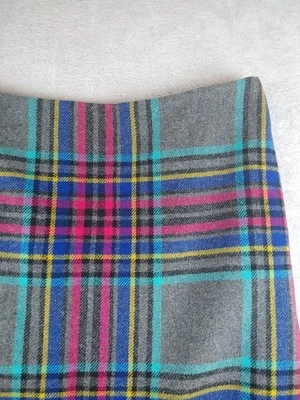 Talbots Pencil Skirt 12 Wool Blend Gray Plaid Colorful Plaid Lined Career Preppy - Image 1 of 4