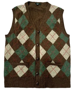 Chaleco Suéter Vintage J Crew Cierre de Botones Geométrico 100% Lana de Cordero Talla Para Hombre’s L - Imagen 1 de 7