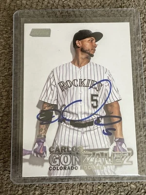 Topps Stadium Club 2016 - Carlos González autografiado Colorado Rockies Foto 1 de 3