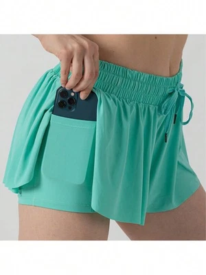 "SALE" Flowy Butterfly High Waisted Athletic Shorts For Women Yoga Gym Tennis - Image 1 of 4