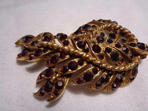 Broche vintage FLORENZA rojo estrás - Imagen 1 de 5