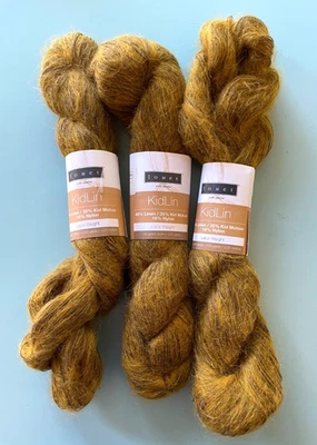 Lote de 3 / Louet KIDLIN Lino Mohair Encaje Peso Hilos - Bronceado Rafia #1352 Foto 1 de 3