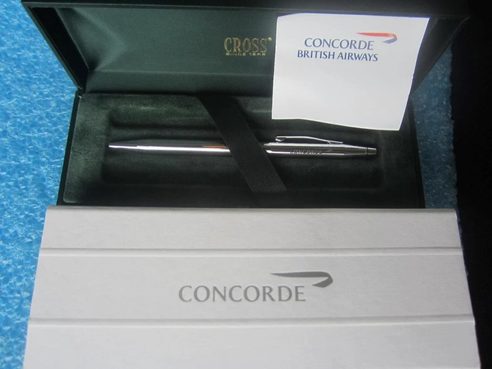 BRITISH AIRWAYS CONCORDE AIRPLANE CROSS CROME SLIMLINE BOLÍGRAFO NUEVO EN CAJA LOOK LOGOTIPO SWOOSH Foto 1 de 1