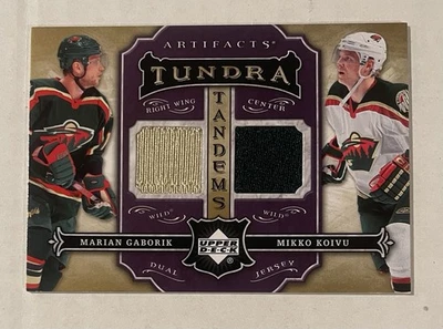 2007/08 Marian Gaborik Mikko Koivu Artifacts Purple Dual Jersey /25 Wild - Image 1 of 2