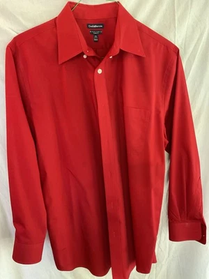 Camisa roja Croft & Barrow para hombre manga larga camisa de vestir con botones 16 1/2 32/33 Foto 1 de 4