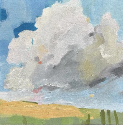 Pintura al óleo moderna paisaje abstracto paisaje nuboso coleccionar bellas artes originales Foto 1 de 4