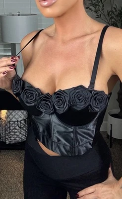 Nuevo SEXY Rosa Deshuesado Vacaciones Ajustado Satén Novia Corsé BUSTIER Top Blusa S Foto 1 de 4