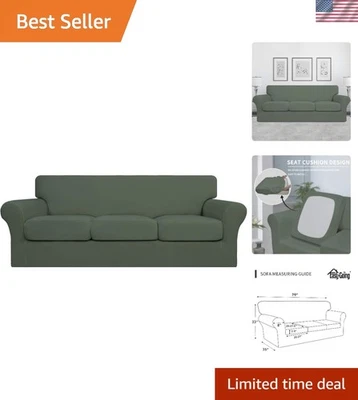 大号灰色绿色沙发套套装 - 4 件 — 第 1/4 张图片