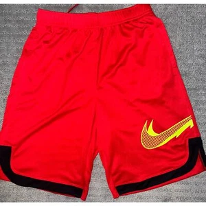 Nike Dri Fit Boys red athletic shorts sz XL new w/out tags large neon nike check - Picture 1 of 4