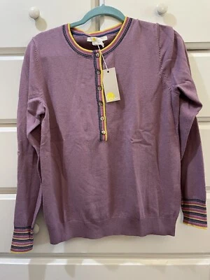 Boden *NUEVO CON ETIQUETAS* Suéter Marlborough Púrpura Lavanda Borde Arco Iris Tejido Top Talla EE. UU. 10 Foto 1 de 4