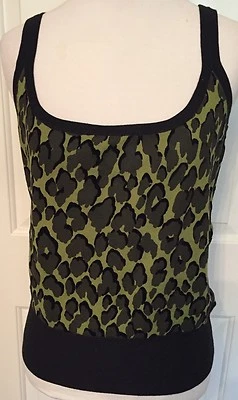 Worth 女式上衣背心新款绿色黑色棉质针织印花无袖中号 — 第 1/4 张图片