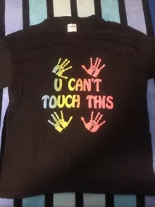 Maglietta U Can't Touch This vintage MC HAMMER nera L 42" 3d lettera gonfiata gonfiata NOS - Foto 1 di 5