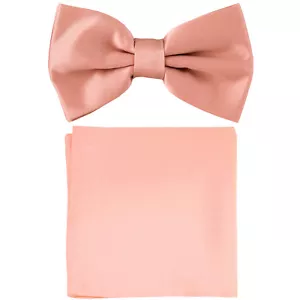Nueva pajarita formal de poliéster para hombre preatada_hankie sólido rosa polvoriento boda - Imagen 1 de 3