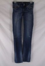 Kitson Women Straight Leg Jeans Distressed Blue Denim Sz 24 Stretch CB24D