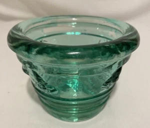 Vintage Emerald Green Flash Painted Spanish Glass Candle Holder 3.5" x 4" - Picture 1 of 6