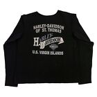 Vintage 90s Harley Davidson Baby Tee Long Sleeve Shirt Medium Black Embroidered