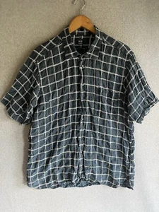 IKE BEHAR Shirt 100% Linen Short Sleeve Button Up Blue XL Beach - Picture 1 of 9