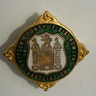 Vintage Suffolk County Bowling Association  Enamel Badge H.W Miller  - Image 1 of 3