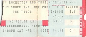 The Tubes Rochester Auditorium 18. März 1978 Ticket Stub 9 Uhr - Bild 1 von 2
