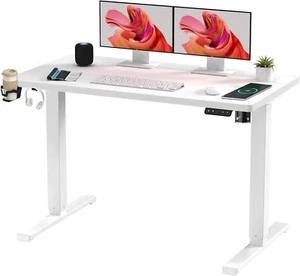 SANODESK QS+110 * 60 Electric Standing Desk Height Adjustable WHITE NEW - Picture 1 of 8