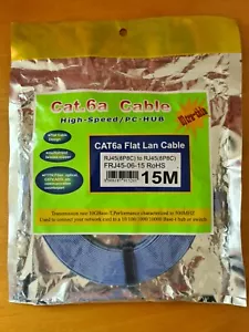 Cavo Xbox 15M / 49FT Cat 6a Ultrasottile Flat Ethernet Rete Internet Lan DSL - Foto 1 di 3