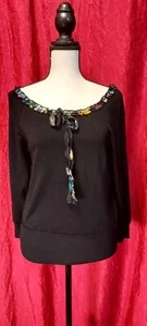 Super Cute Yarns & Stitches Ladies Black Pullover Size M - Picture 1 of 6