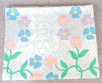 Vintage 70s Utica Double Flat Sheet Floral Vines MCM Retro - Image 1 of 4