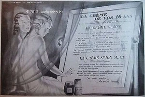 PUBLICITE CREME SIMON PRODUIT DE BEAUTE CREME SIMON MAT ART DECO DE 1935 AD PUB - Picture 1 of 1