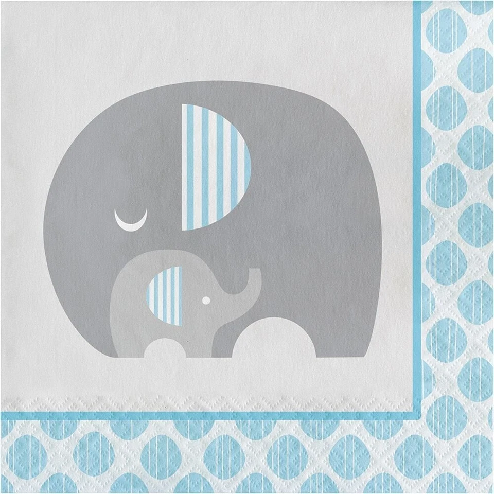 Little Peanut Boy  16 Luncheon Napkins Blue Elephant Baby Shower - Image 1 of 1