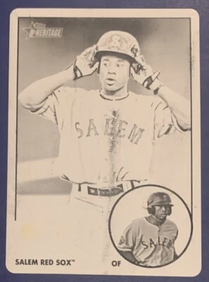 Jackie BRADLEY Jr🔥2012 Topps Heritage Minors Black RC Printing Plate #96 1/1 - Image 1 of 2