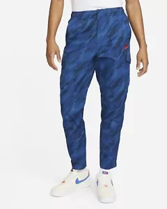 Size L Nike Tapered Leg Blue Tiger Camo Woven Pants Jogger Men's Large Unlined - Picture 1 of 11