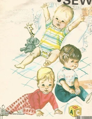 244 Kwik Sew Sewing Pattern Babys T-shirt Pants Rompers Newborn to 18 mo Vintage - Image 1 of 4
