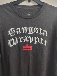 Novedad de Navidad "Envoltura de Gangsta" Camiseta XL Gris Regalo de Vacaciones Envoltura Top Divertido - Imagen 1 de 8