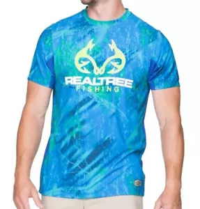 Realtree Logo T-Shirt HERREN tropisch blau neu mit Etikett $ 50 (S, M, L, XL, XXL) Wind Performance - Bild 1 von 1