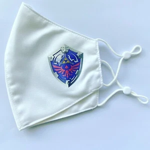 Hylian Master Shield Zelda Gamer Logo Skull on White Face Mask Nano-Polyester UK - Picture 1 of 2