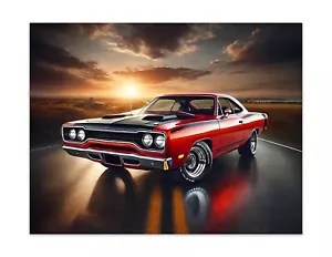 Póster clásico de American Muscle Car de los años 70 (inspirado en Road Runner) -sin marco - impresión - Imagen 1 de 3