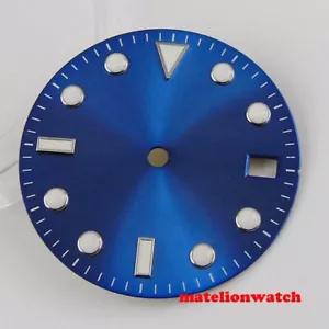 28.5mm Blue sterile WATCH DIAL fit NH35 NH35A movement Blue Luminous dial marks - Picture 1 of 7