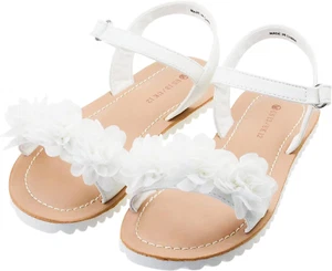 White Sandals for Girls Breathable Open Toe Wedding Flower Sandals with Rubber S - Picture 1 of 6