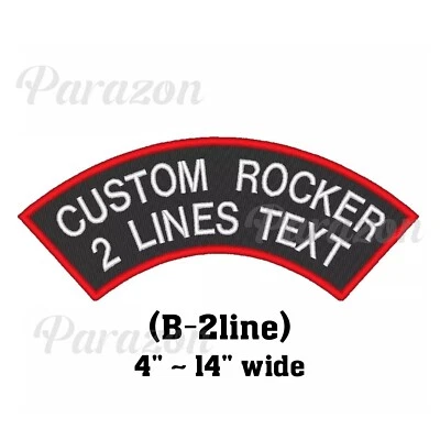 Custom Embroidered Patch - Two Lines Top Rocker Biker Sew on Patch (B-2LINE) - Image 1 of 4