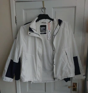 Superdry Womens Long Sleeved Essentials 4 In 1 Jacket Size Uk 14 White Navy Blue - Picture 1 of 13