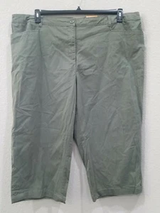 KAREN SCOTT Army Green Wide Leg Tummy Control Comfort Capris PLUS Size 24W**NWT - Picture 1 of 4