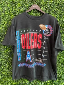 Houston Oilers Football Team Basic black NFL T shirt logo vtg Superbowl NH1041 - Picture 1 of 2