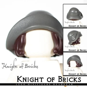 LEGO Minifigure DARK GRAY Headgear Hat w Hair Combo Soft Folded Brim  - Picture 1 of 6