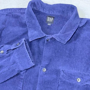 GAP Shacket in velluto a coste uomo XL blu royal balena larga sopra camicia tasche Bodega Bay - Foto 1 di 11